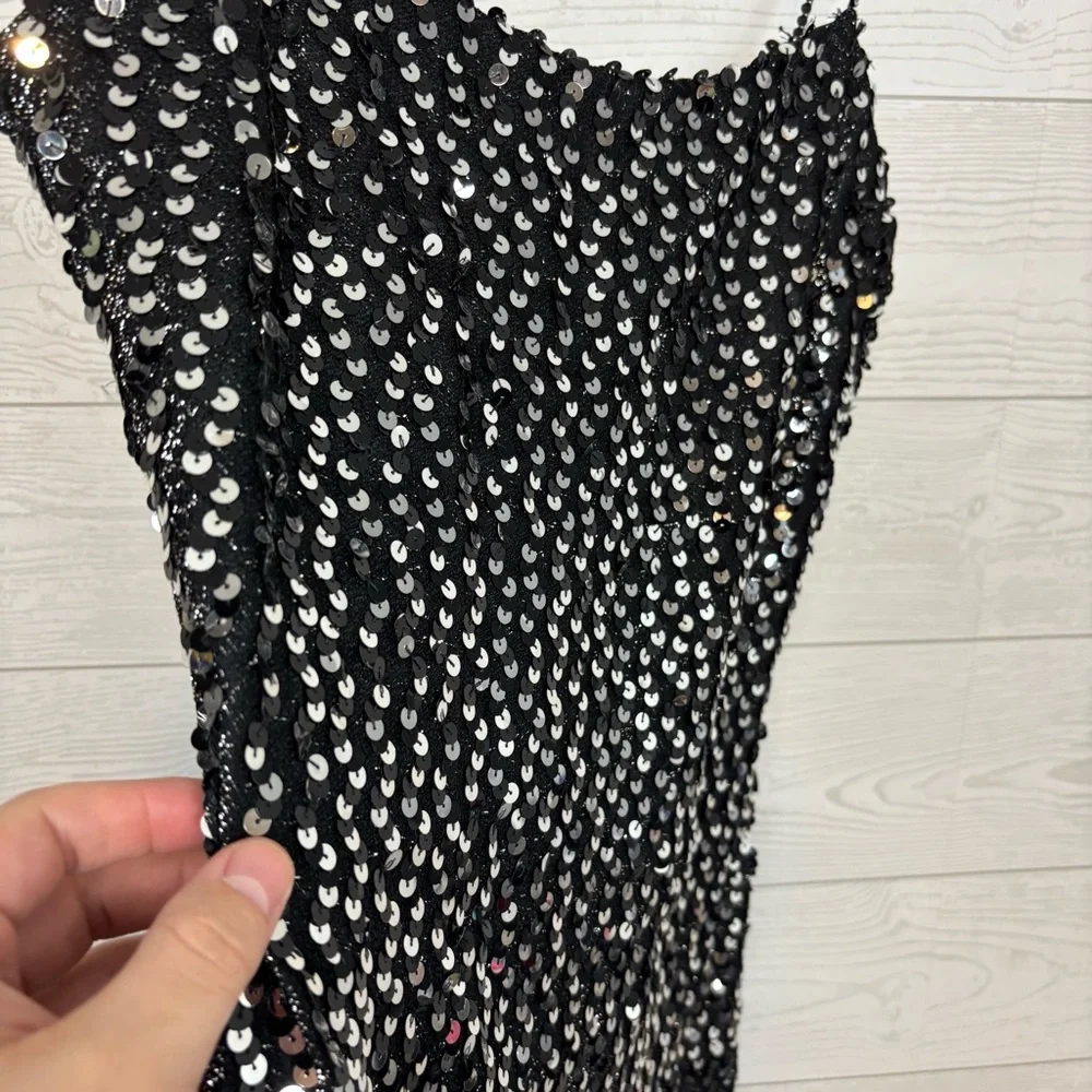 Vintage A La Carte California Made in USA Black Sequin Mini Dress Party Size 5-6 - Picture 3 of 7